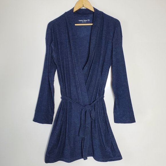 Outdoor Voices heathered Dark Blue belted casual robe size M/L Great Condition - Picture 1 of 6